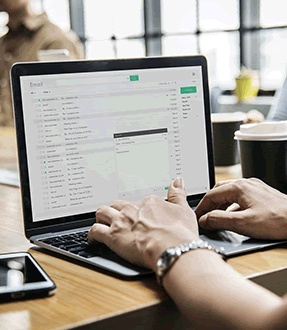 Portfolio work: email dashboard on a laptop